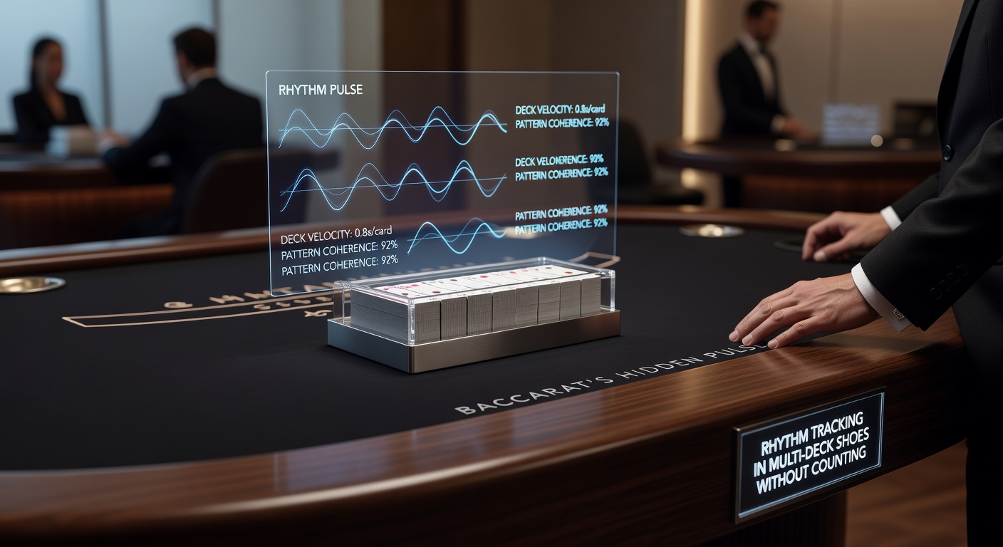 Scorecard mit markierten Baccarat-Ergebnissen, die einen klaren Rhythmus in einem Multi-Deck-Schuh zeigen