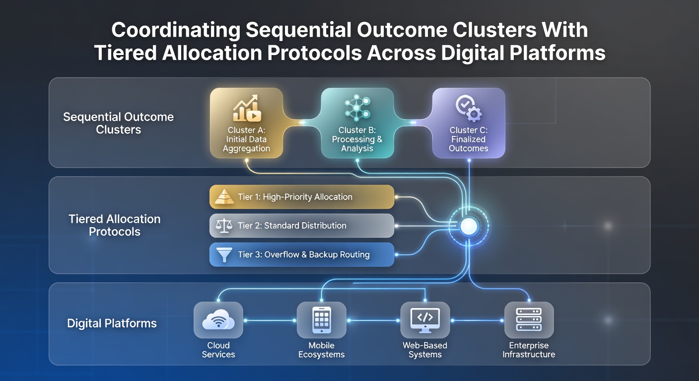 Darstellung von sequenziellen Ergebnisclustern und gestuften Allokationsprotokollen in digitalen Plattformen