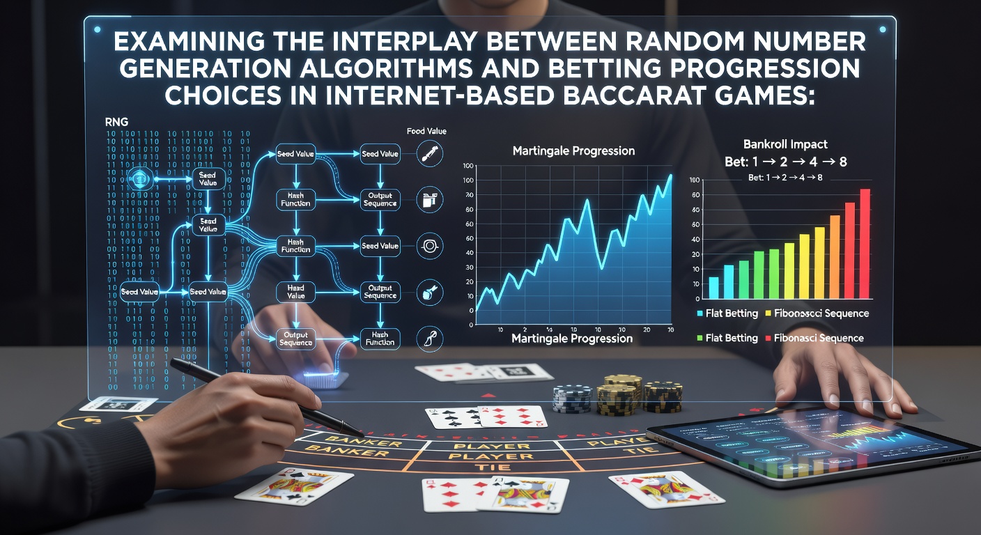 Darstellung von Zufallszahlengeneratoren und Baccarat-Tischen in einem Online-Casino-Setting