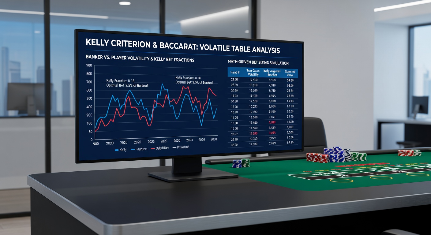Diagramm mit Kelly-Wachstumskurven im Vergleich zu flachen Wetten bei Baccarat-Streaks