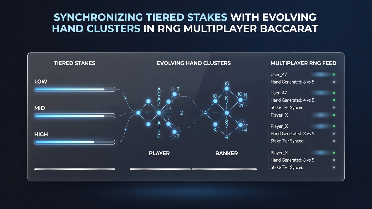 Analyse-Diagramm zu Handclustern und gestaffelten Einsatzanpassungen in Multiplayer-Baccarat