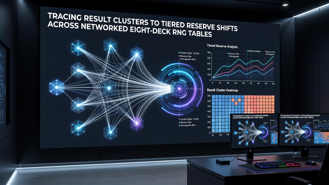 Netzwerkdiagramm mit Acht-Deck-RNG-Tischen und gestuften Reserveanpassungen bei Cluster-Erkennung
